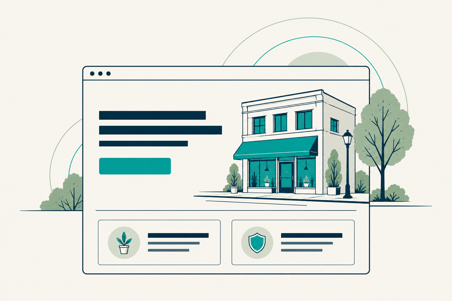 Illustrated service website with a clear contact button.